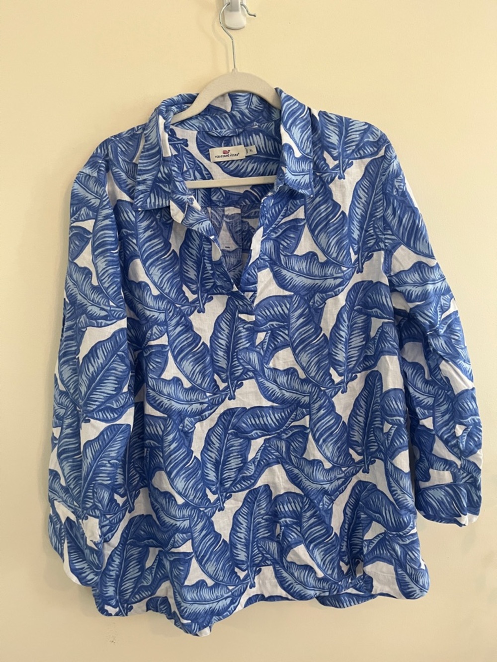 Vineyard Vines Banana Leaf Lucaya Tunic Top Linen Resort Beach Dress Cover Up XL